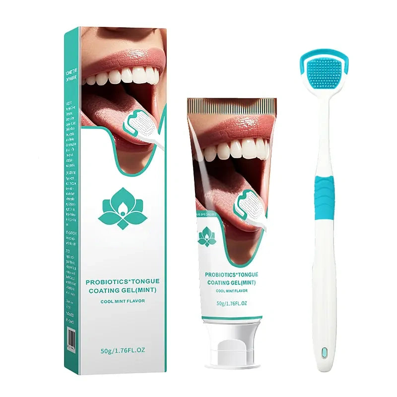 DarkFairy Probiotics Mint Tongue Cleaning Kit  1 Min Deep Clean for Stubborn Coating Bad Breath Post Meal Smoking Essential 50g Long Lasting Freshness