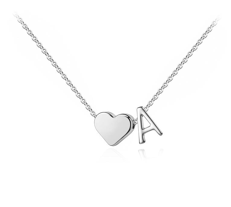 Tiny Initial Necklace - Personalized A-Z Gold Heart Pendant for Women