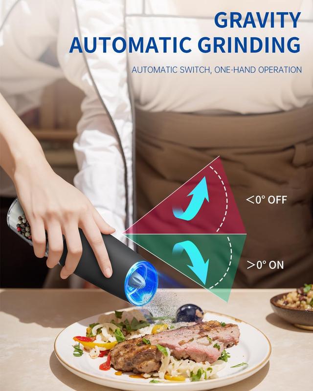 Black Friday Special: Gravity Electric Grinder Set - LED Automatic Salt & Pepper Mill