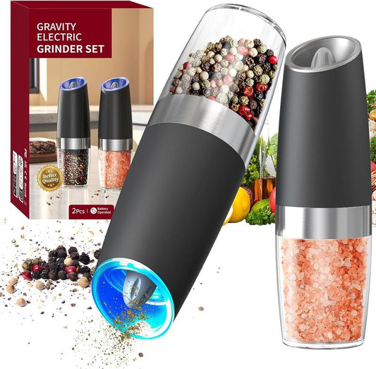 Black Friday Special: Gravity Electric Grinder Set - LED Automatic Salt & Pepper Mill