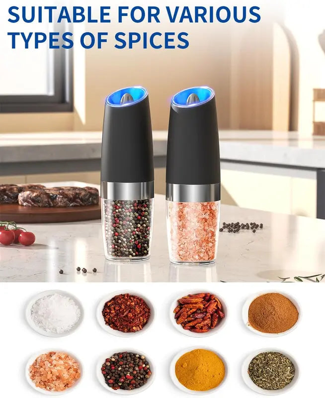 Black Friday Special: Gravity Electric Grinder Set - LED Automatic Salt & Pepper Mill