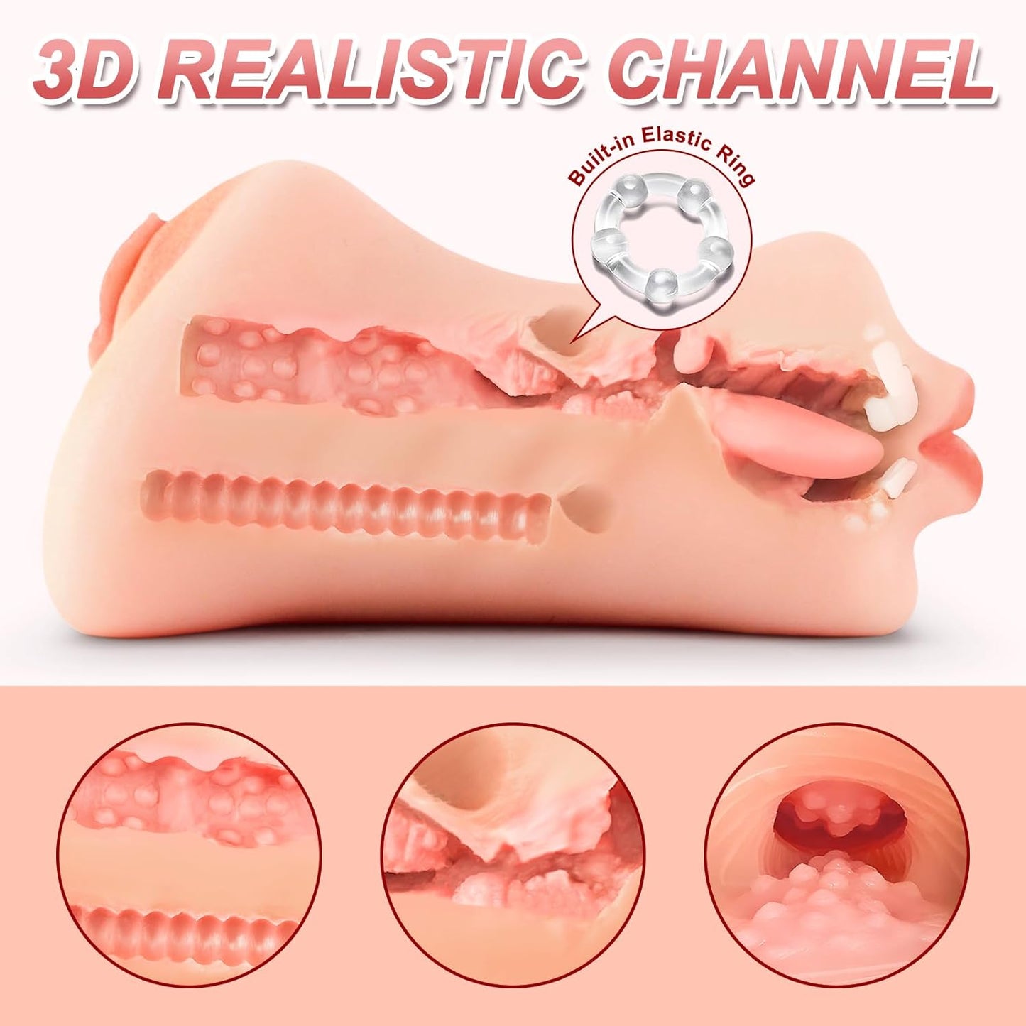 DarkFairy 3-in-1 Realistic Male Masturbator - Textured Stroker Toy with Anatomical Design