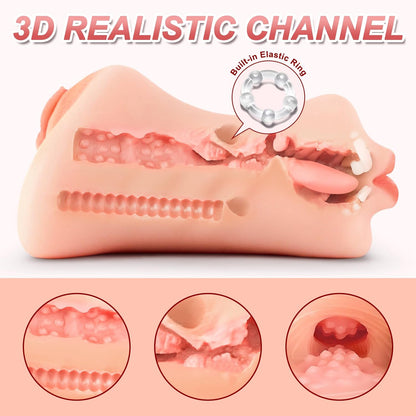 DarkFairy 3-in-1 Realistic Male Masturbator - Textured Stroker Toy with Anatomical Design