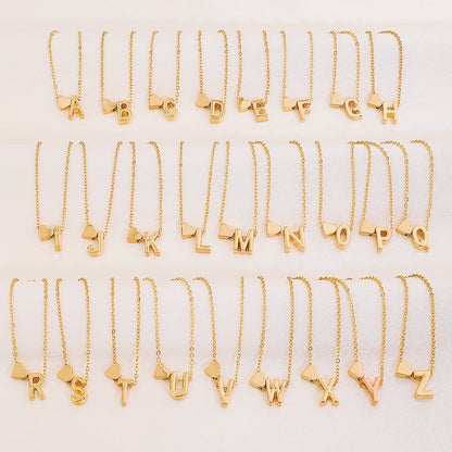 Tiny Initial Necklace - Personalized A-Z Gold Heart Pendant for Women