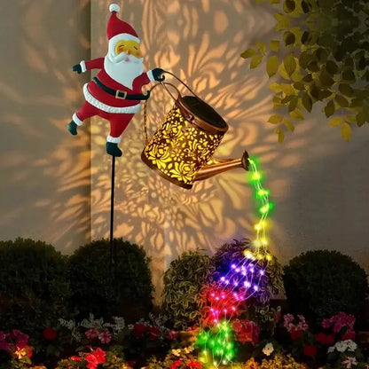 Christmas Solar Kettle Lights - Outdoor Christmas Lawn Decor with LED Santa Teapot Lamps