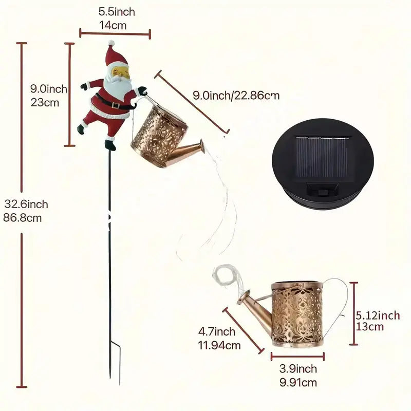 Christmas Solar Kettle Lights - Outdoor Christmas Lawn Decor with LED Santa Teapot Lamps