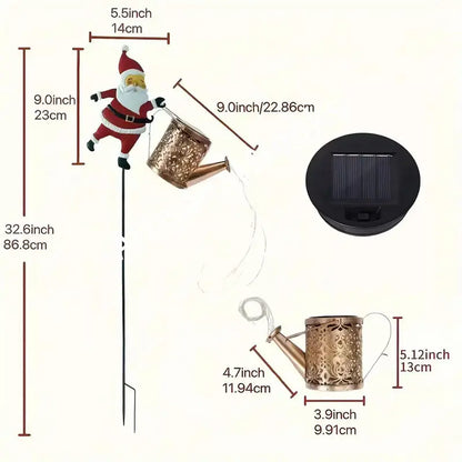 Christmas Solar Kettle Lights - Outdoor Christmas Lawn Decor with LED Santa Teapot Lamps