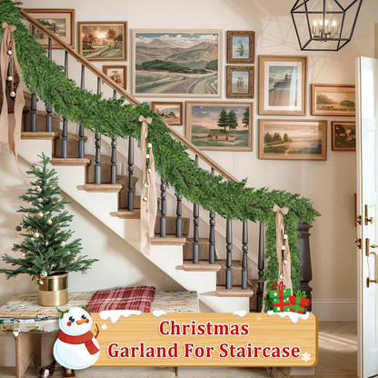 2 Pcs 6FT Real Touch Christmas Garland - Lifelike Cedar Garland for Indoor/Outdoor Decor