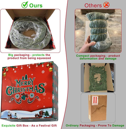 2 Pcs 6FT Real Touch Christmas Garland - Lifelike Cedar Garland for Indoor/Outdoor Decor