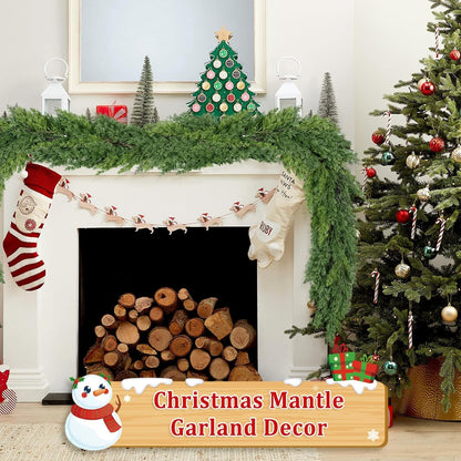 2 Pcs 6FT Real Touch Christmas Garland - Lifelike Cedar Garland for Indoor/Outdoor Decor